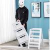 OKUOKA Home Step Stools,Step Stool High Stool Wooden Ladder Staircase Chair Stepladder Pine Wood 3-Layer Pedal Widened Safety Foldable Shelving Modern Simple (42&Times;56&Times;66Cm),A,D view 4