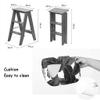 OKUOKA Step Stool Folding Chair for Step Ladder Stool/Ladder with 3 Steps Wooden Stair Chair Flower Sponge Seat 150 Kg Step Stool (Size : Black) view 2