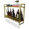2 in 1 Hanging Gold Metal Wine Holder Double Tiers Shelf Gold Wall Mounted Wine Bottle Storage Rack for Kitchen Bar - 81x20x54cm view 1