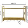 2 in 1 Hanging Gold Metal Wine Holder Double Tiers Shelf Gold Wall Mounted Wine Bottle Storage Rack for Kitchen Bar - 81x20x54cm view 2