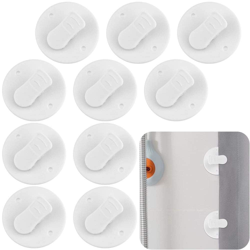 10 Pcs Shower Curtain Clips Self Adhesive Shower Curtain Clips Windproof Splash Clips Protect Clamp Clips Bathroom Curtain Weight Clip for Home