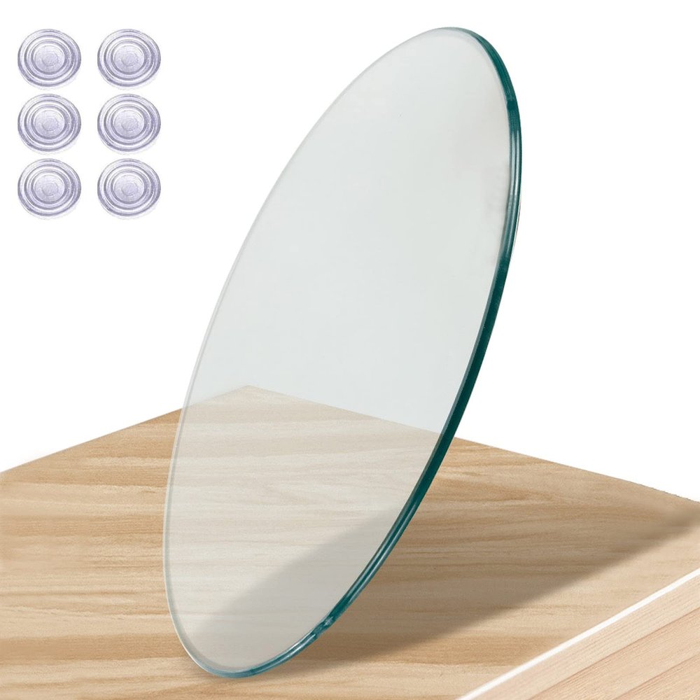 WORDFUN Round Tempered Glass, Table Top Tempered Glass Round, 1/4" Thick Tempered Polished Edge, Heavy Duty, Decorative Glass Furniture, Dining Coffee Dinner