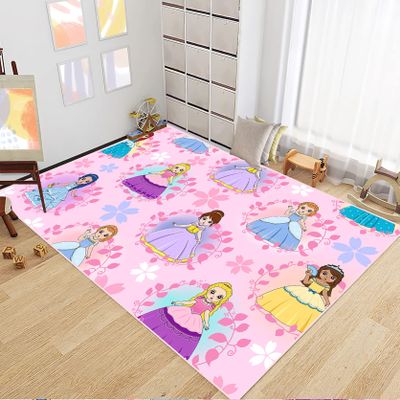 Princess Rugs for Girls Bedroom Decor Pink Girls Rugs for Living Room Pink Cute Princess Carpets Sofa Polyester Floor Mats Yoga Mats, 47" x 31" (2'5''4')