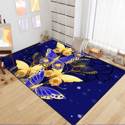 FJKJHKGJ Butterfly Rugs for Girls Bedroom Decor Butterfly Theme Floor Polyester Mats for Teen Girls Women, 5'7'