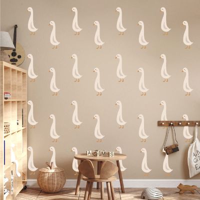Cute Geese Wall Stickers Peel and Stick Silly Goose Party Decals Decorations Funny Animal Duck Decals for Wall Removable Boho Small Geese Decal for Nursery Bedroom Kids Room Decor