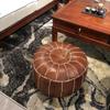 HAPPLiGNLY Pouf Ottoman Cover, Moroccan Footstool Comfort Cushion Pouffe Unstuffed Round Leather Bean Bag Chair Footrest Soft Storage Solution-Brown 58x30cm(23x12inch) view 1
