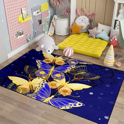 FJKJHKGJ Butterfly Rugs for Girls Bedroom Decor Butterfly Theme Floor Polyester Mats for Teen Girls Women, 2'5''4'
