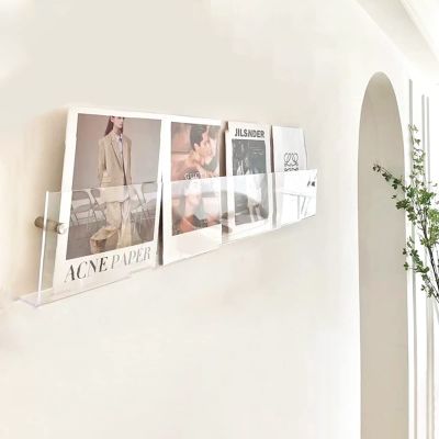 YANBI Magazine Stand for Wall Decoration, Clear Acrylics Magazine Holder, Home Living Room Book Display Storage Rack, Durable Organizer Rack (Size : 100cm(39 3/8"))