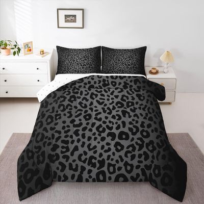 Feelyou Leopard Comforter Full Size Cheetah Print Comforter Set for Boys Girls Black Wild Animal Bedding Set Room Decor Safari Duvet Set 3Pcs Boys