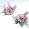Cileruide Dusty Light Pink Wrist Corsage Boutonniere Rose Set for Wedding Bride Bridesmaid Groom Groomsmen Parents Pocket Flower Prom Homecoming Formal Dinner Father Daughter Dance (Dusty Pink Set) view 1