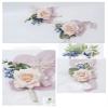 Cileruide Dusty Light Pink Wrist Corsage Boutonniere Rose Set for Wedding Bride Bridesmaid Groom Groomsmen Parents Pocket Flower Prom Homecoming Formal Dinner Father Daughter Dance (Light Pink Set) view 2