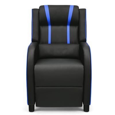 8AM Office Gaming Massage Recliner Sofa Ergonomic PU Leather Gaming Recliner Sofa with Footrest Lumber Support, Side Pouch & Remote Control for Gaming Living Room Theater (Blue)