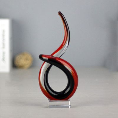 DECRZPB Coloured Glaze Art Red and Black Glass Figurine Handmade Blown Glass Paperweights Gift for Birthday Home Decor Table Ornament