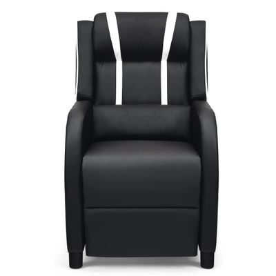 8AM Office Gaming Massage Recliner Sofa Ergonomic PU Leather Gaming Recliner Sofa with Footrest Lumber Support, Side Pouch & Remote Control for Gaming Living Room Theater (White)