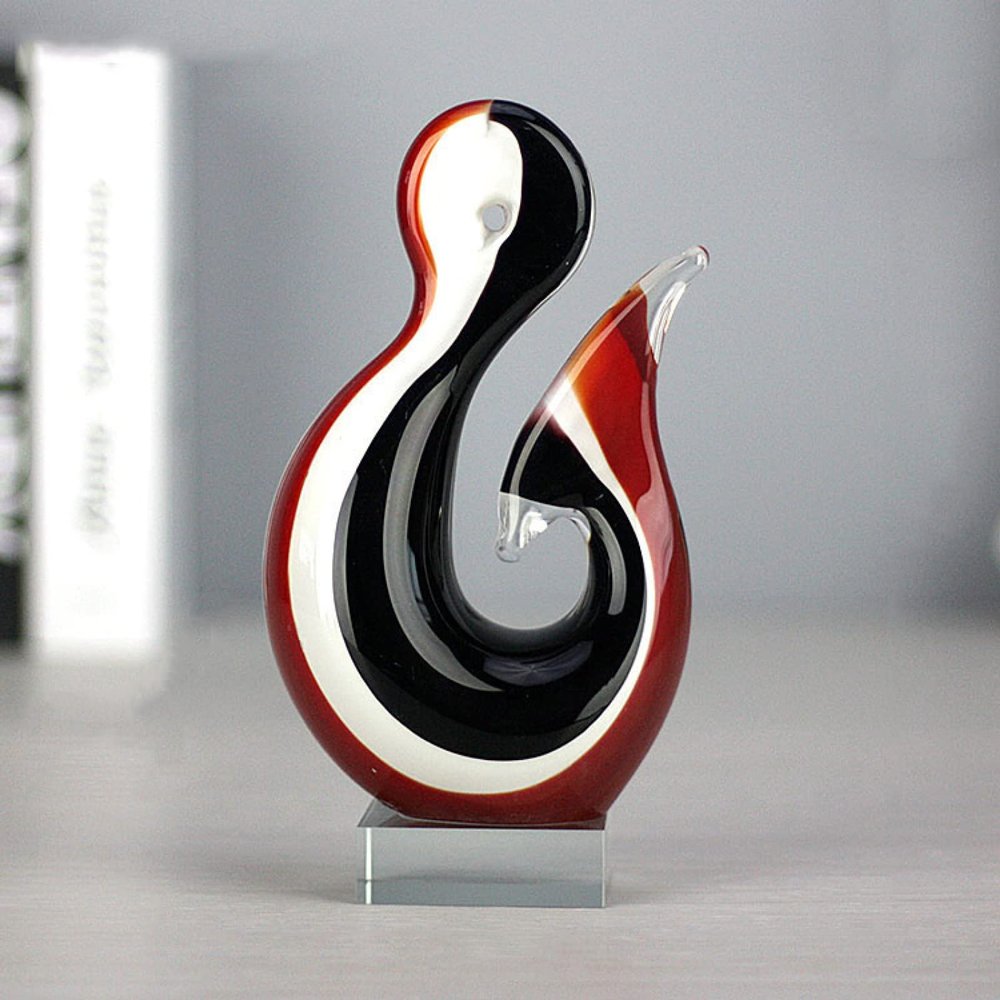 DECRZPB Handmade Glass Red and Black Figurine Blown Crystal Glass Glaze Paperweights Gift for Christmas Home Decor Table Ornament
