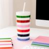 kate spade new york Acrylic Tumbler with Lid and Straw, 24 oz Tumbler, Slim Double Wall Tumbler, Adventure Stripe view 3