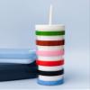 kate spade new york Acrylic Tumbler with Lid and Straw, 24 oz Tumbler, Slim Double Wall Tumbler, Adventure Stripe view 4