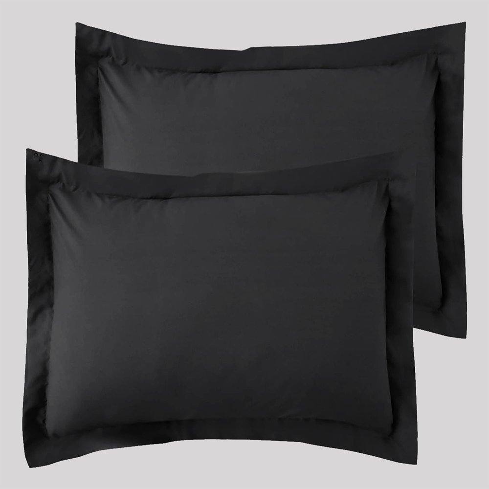 PURE ECO Pillow Shams Set of 2, Black Pillow Shams Standard 20X26 Soft Luxurious and Gorgeous 500 TC 100% Egyptian Cotton Pillow Sham 2 Piece
