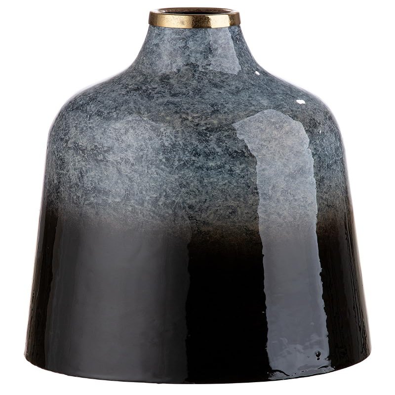 GILDE Decorative Vase Conical Flower Vase Made of Metal - Decorative Living Room Gift for Women - Colours: Grey Black Height 25 cm