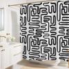 Worthwhile Goods Black and White Abstract Shower Curtain  72x72 Boho Bathroom Curtain with Hand-Painted Minimalist Design, Modern Scandinavian Fabric Decor for Apartments, Dorms, or Guest Baths view 1
