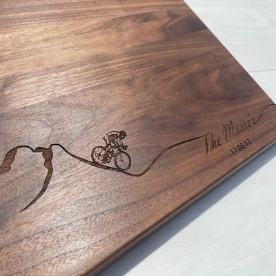 Personalized Cutting Board, Bike Enthusiast, Mountain Biking, Adventure Seeker Gift, Cyclist, Bikers Gift, Cyclist Gift, Male Biker, 300 (Maple, 12" x 9")