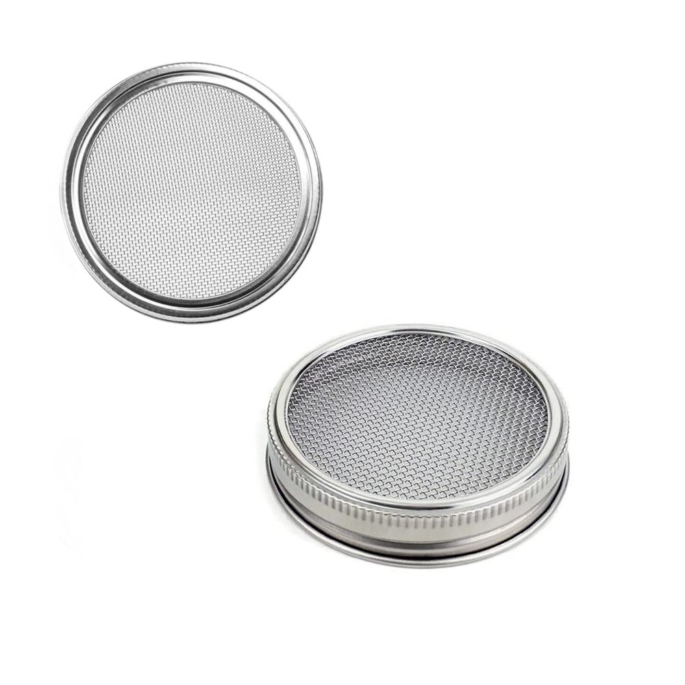 Cabilock 3.3 Inch Stainless Steel Sprouting Lid Set Wide Mouth Jar Covers for Bean Sprouts Container Sprout Jar Sprouting Lids