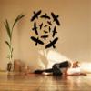 Metal Flock of Birds Wall Art, Flying Birds Wall Sign, Steel Crow Birds, Unique Living Room Wall Decor, Housewarming Gift, Interior Decoration, Home Decor (Black, 34.7 x 32" / 88 x 81 cm) view 1