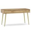 SIMPLIHOME Jager Desk - 54 Inch Wide Solid Mango Wood and Metal Writing Desk in Natural, Mid-Century Contemporary Home Office Computer Table with 2 Soft-Close Drawers and Flip-Down Keyboard Tray view 1