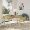 SIMPLIHOME Jager Desk - 54 Inch Wide Solid Mango Wood and Metal Writing Desk in Natural, Mid-Century Contemporary Home Office Computer Table with 2 Soft-Close Drawers and Flip-Down Keyboard Tray view 2