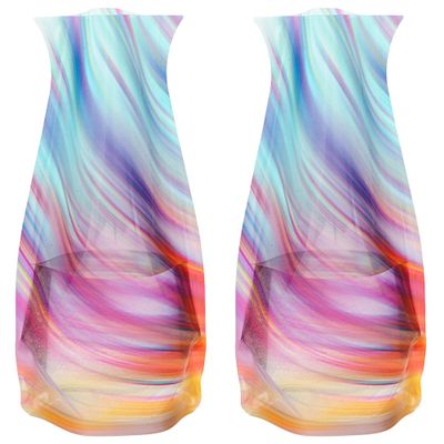 MODGY Expandable Flower Vase, Plastic Decorative Modern Foldable Printed Vases for Centerpieces for Wedding, Dining Table, Home Decor, Living Room, Bathroom, Office, Rize, 2 Pack