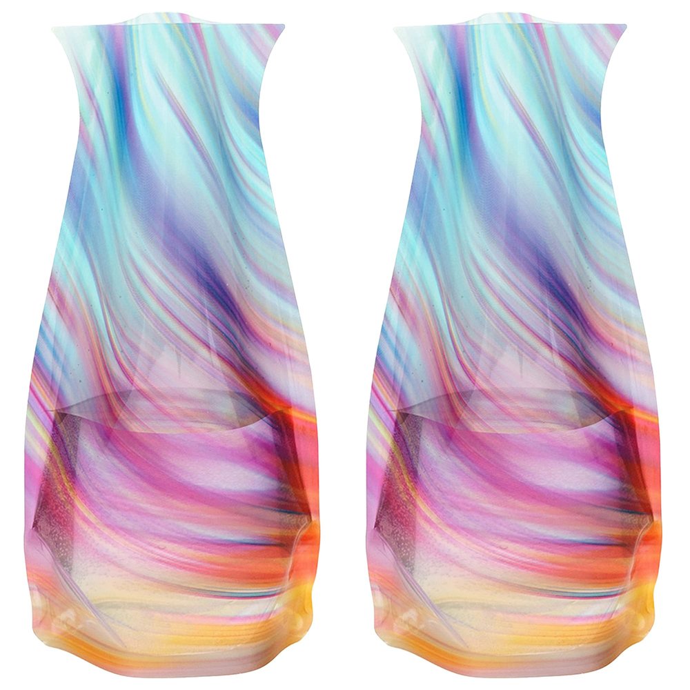 MODGY Expandable Flower Vase, Plastic Decorative Modern Foldable Printed Vases for Centerpieces for Wedding, Dining Table, Home Decor, Living Room, Bathroom, Office, Rize, 2 Pack