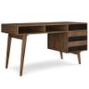 SIMPLIHOME Clarkson Desk - 60 Inch Wide Solid Acacia Wood Writing Desk in Rustic Natural Aged Brown, Contemporary Home Office Computer Table for Study with 2 Side Drawers and Open Storage Compartments view 1