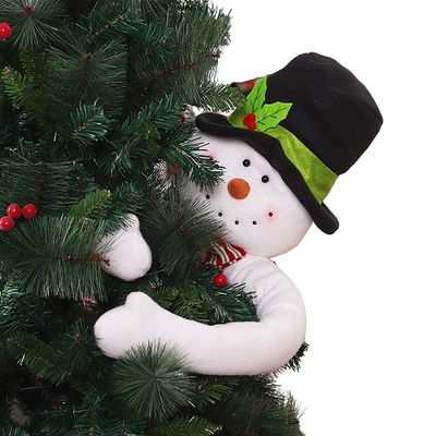 Plush Santa Claus Snowman Topper Hugging Tree Topper for Christmas Tree Decoration (A)