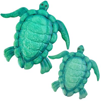 rengra Sea Turtle Metal Wall Art Set  Nautical Wall Hanging for Indoor & Outdoor Coastal Spaces  Beach-Themed Room Accent for Bathroom or Home