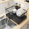 Dish Drying Rack Drainboard Set, Wine Glass Holder and Utensil Holder, Dish Drainers for Kitchen Counter, Large Stainless Steel Dish Racks with Drainage and Wooden Handle view 2