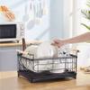 Dish Drying Rack Drainboard Set, Wine Glass Holder and Utensil Holder, Dish Drainers for Kitchen Counter, Large Stainless Steel Dish Racks with Drainage and Wooden Handle view 3
