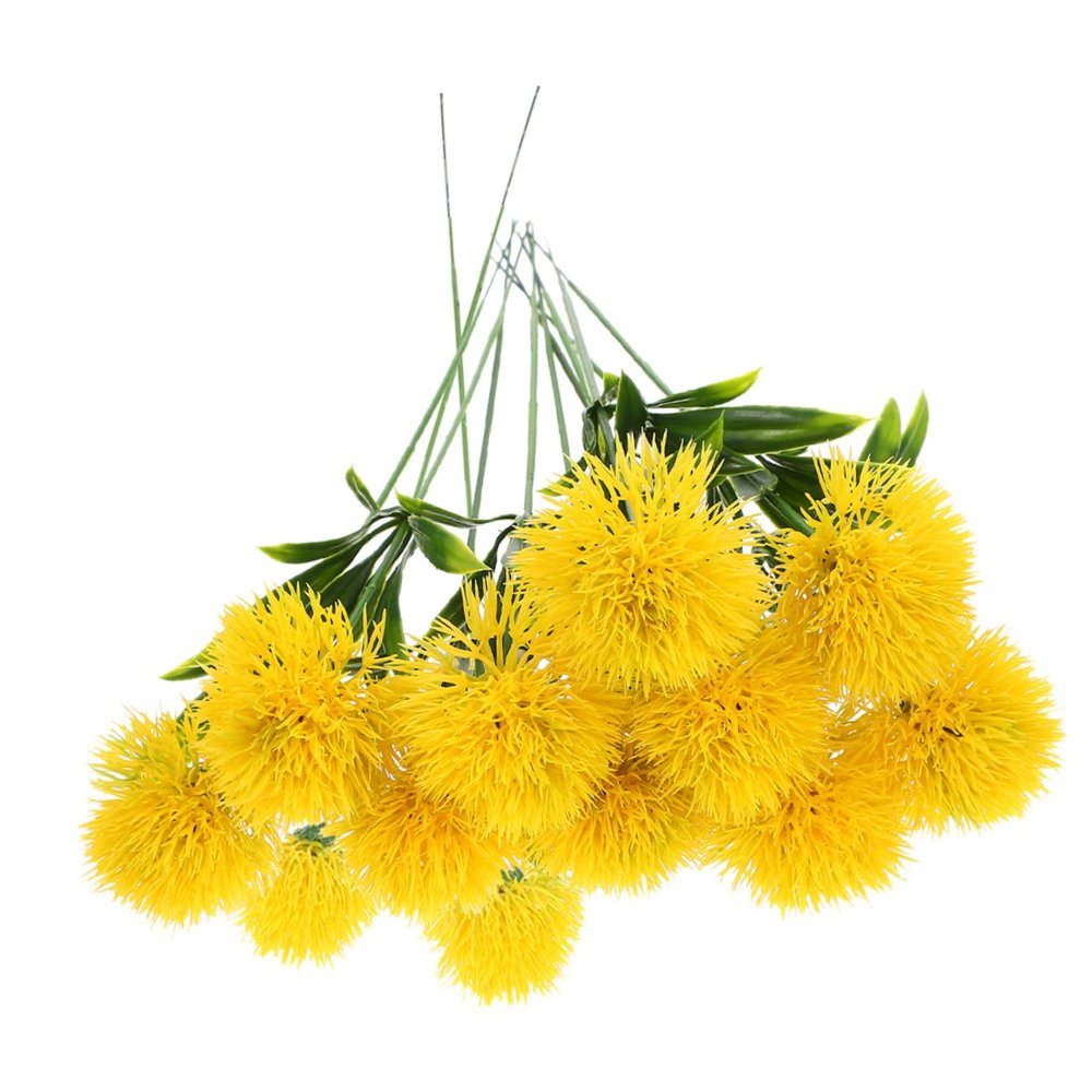 Parliky 15pcs Lifelike Dandelion Faux Flowers for Home Decor Elegant Artificial Dandelion Adornments for Wedding and Party Arrangements Yellow Simulated Flower Props