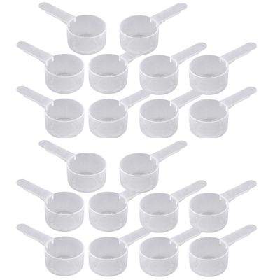 29.6 mL Plastic Measuring Packaging Scoop (= 6 teaspoon/ = 29.6 cc/ = 2 tablespoons/ 1 fl oz), Medium Handle - to Measure and Dispense Spices, Granules, Powders, for Seeds Packing (20)