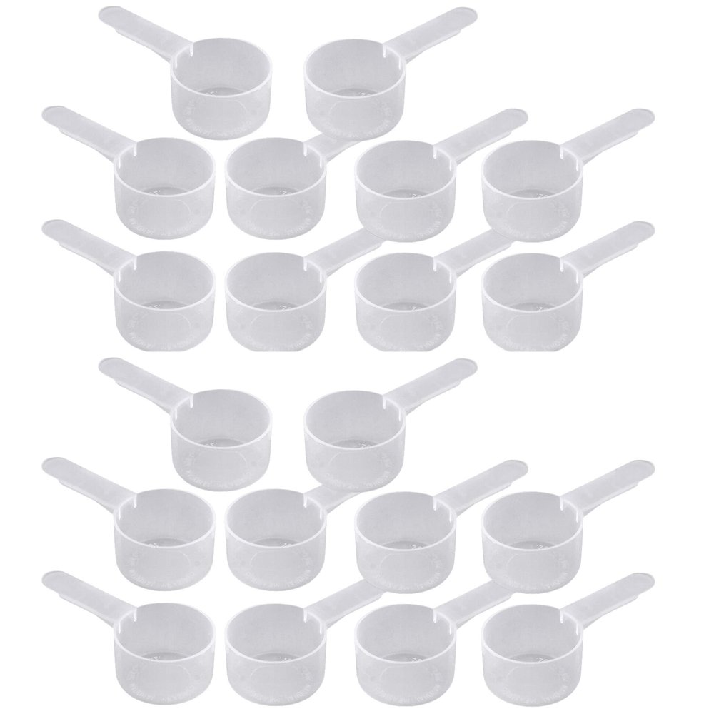 29.6 mL Plastic Measuring Packaging Scoop (= 6 teaspoon/ = 29.6 cc/ = 2 tablespoons/ 1 fl oz), Medium Handle - to Measure and Dispense Spices, Granules, Powders, for Seeds Packing (20)