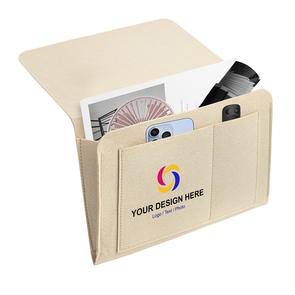 Muka Beside Caddy, Side Hanging Storage Bag of Desk for TV Remote Control, Phone and Magazines