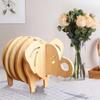 8pcs/Set Kitchen Trivet Mat, Splicable 3D Elephant Placemat Potholder, Heat Resistance, Creative Bamboo Hot Pads Trivet, for Hot Dishes Pot Bowl Teapot Hot Pot, 3D Elephant Home Decoration view 3