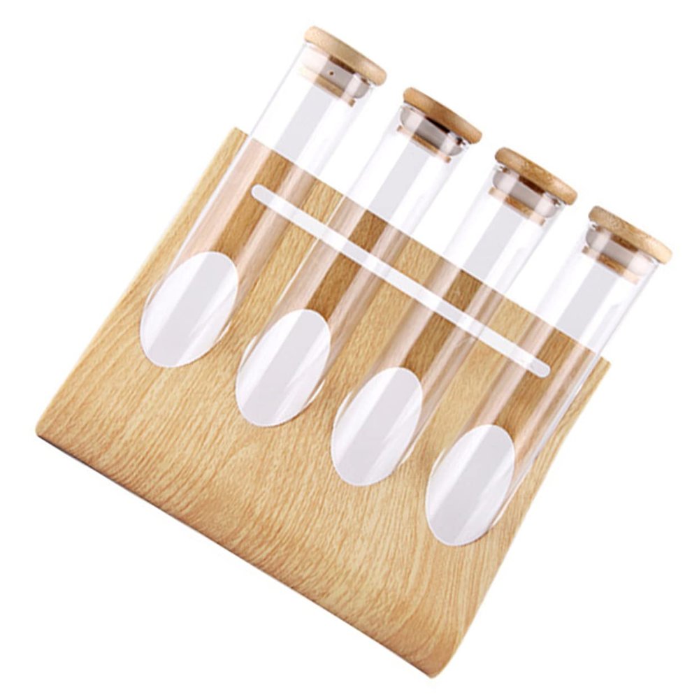 1set Coffee Beans Display Rack with Clear Glass Bottles and Test Tube Storage Stylish Organization for Tea and Beans Home and Kitchen Clear Tube Glass Bottle