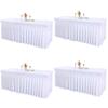 4 Packs White Tableclothes for 6 Foot Rectangle Tables, Wrinkle Resistant Fitted Table Cloth Stretch Spandex Table Covers with Skirt for Event Banquet Wedding Birthday Party view 1