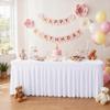 4 Packs White Tableclothes for 6 Foot Rectangle Tables, Wrinkle Resistant Fitted Table Cloth Stretch Spandex Table Covers with Skirt for Event Banquet Wedding Birthday Party view 3
