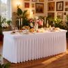 4 Packs White Tableclothes for 6 Foot Rectangle Tables, Wrinkle Resistant Fitted Table Cloth Stretch Spandex Table Covers with Skirt for Event Banquet Wedding Birthday Party view 4