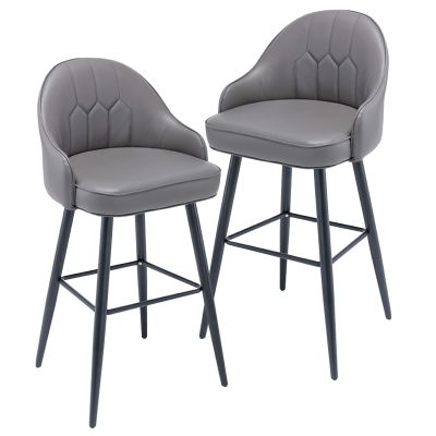 AYQEHYO Bar Height Bar Stool 2-Piece Set PU Leather Modern Counter Height Kitchen Stool Height Bar Stool Dining Chair Armrests Living Room/Coffee Shop/Restaurant (H: 25.5/29.5in)