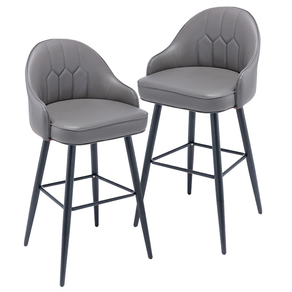 AYQEHYO Bar Height Bar Stool 2-Piece Set PU Leather Modern Counter Height Kitchen Stool Height Bar Stool Dining Chair Armrests Living Room/Coffee Shop/Restaurant (H: 25.5/29.5in)