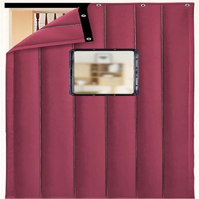 XZOTA Winter Thicken Cotton Doorway Curtain,Thermal Insulated Door Curtain, Waterproof Oxford Door Cover Screen for Doorways Winter Thicken Cold Protection (Color : Red, Size : 43x94in/110x240cm(WxH