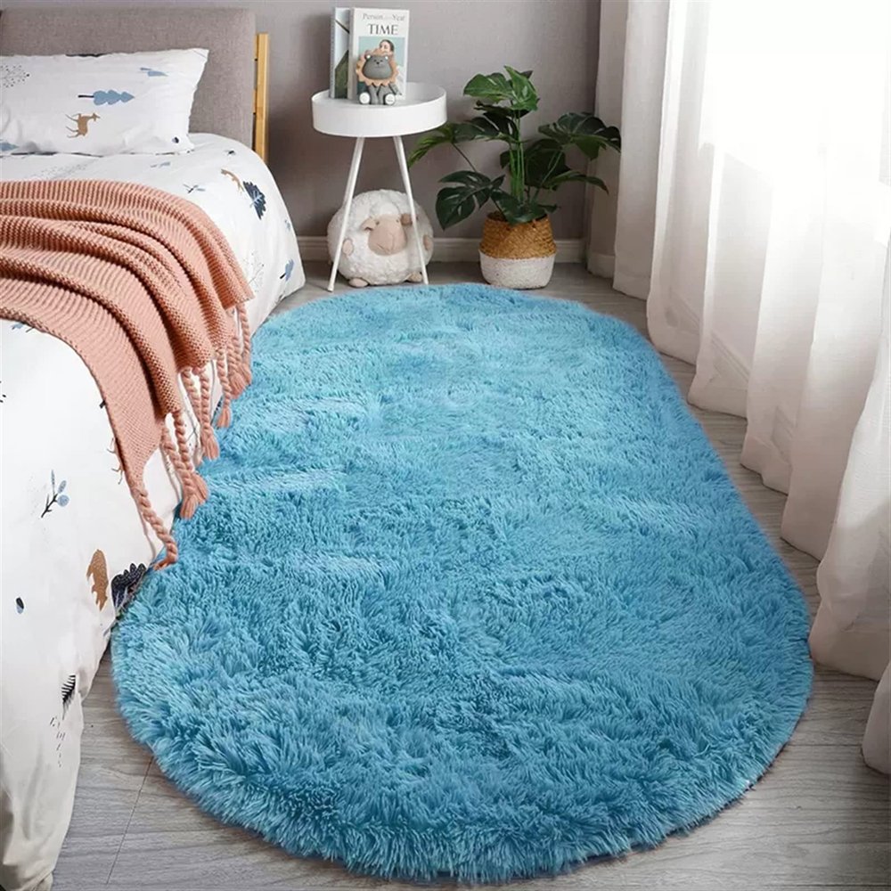 Reyox Fluffy Soft Oval Area Rug, Plush Shaggy Carpet for for Living Room Bedroom Home Dcor Light Blue 2.0 x 3.0 Feet