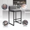 Guyifuny Counter Height 29.5" Bar Stools Set of 4 for Kitchen Counter Modern Industrial Velvet Upholstered Stools Farmhouse Island Chairs with Gold Footrest, Grey view 4